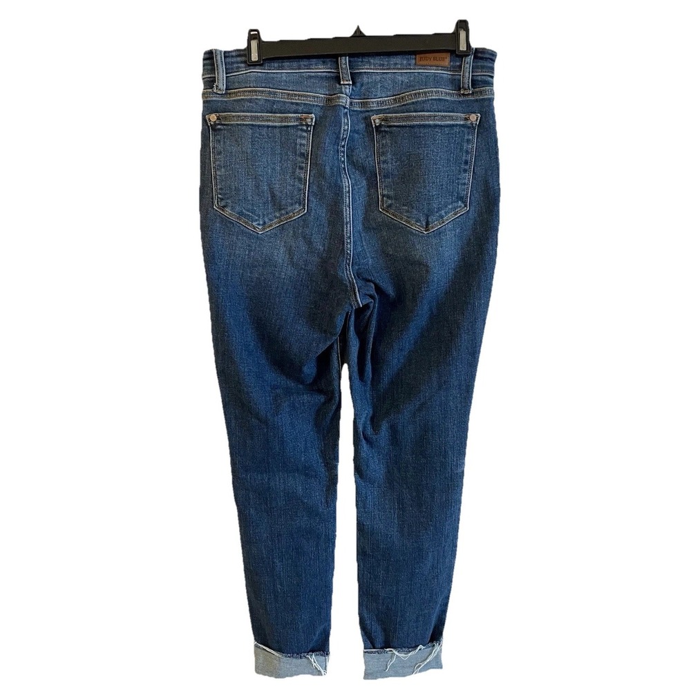 Judy Blue Jeans Womens Blue High Rise Button Fly Skinny Fit 9 29 Cuffed Stretch - Picture 2 of 10